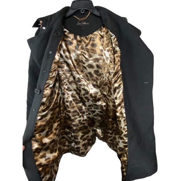 Sam Edelman Size M Double Breasted Trench Coat Black Embellished Studded Edgy - Picture 6 of 9